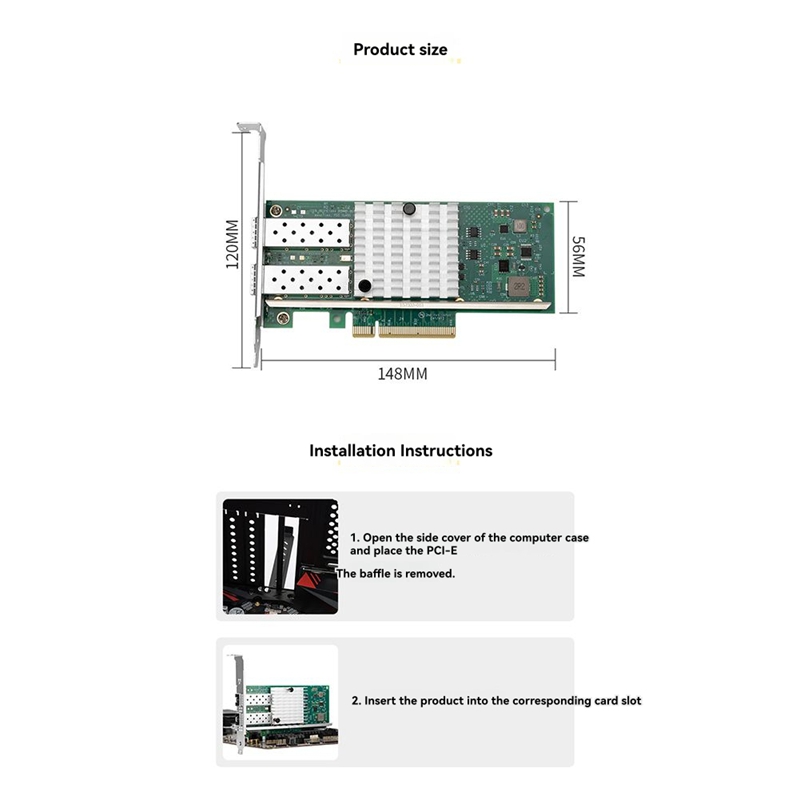 10Gb Sfp+ Pcie Network Card Dual Port - X520-DA1 10 جيجا بايت SFP +