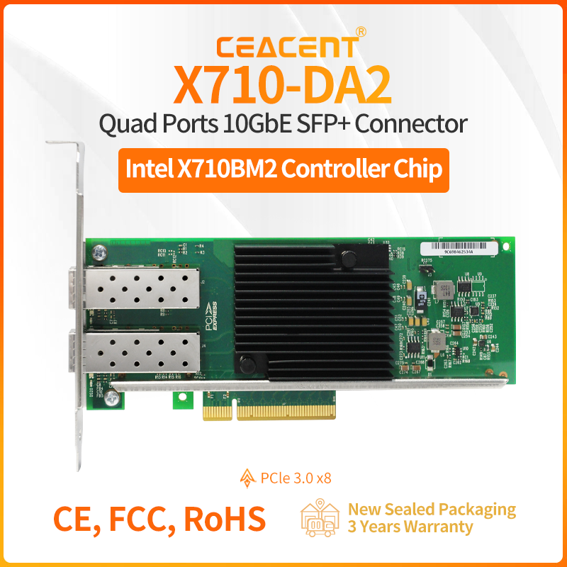 10Gb Sfp+ Pcie Network Card Dual Port - X710-DA2 Intel X710-BM2 شرائح 10 جيجابايت/ثانية
