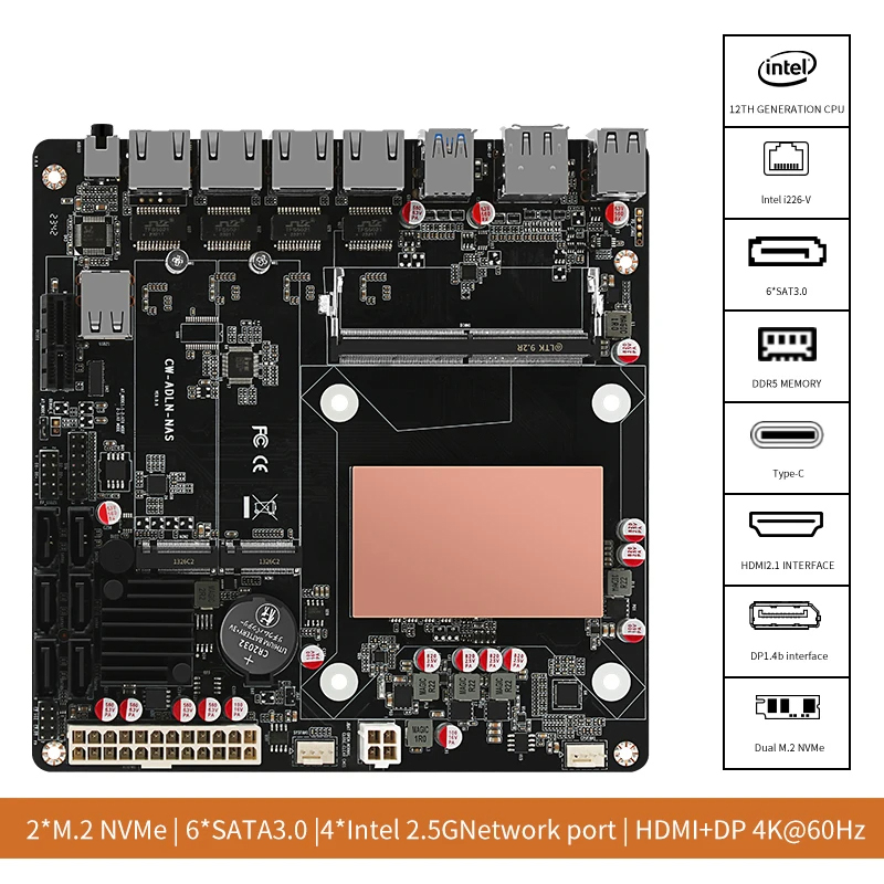 Nas Motherboard N100 6 Sata - لوحة أم N100/N150 لتخزين البيانات الشبكي