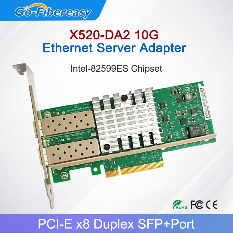 10Gb Sfp+ Pcie Network Card Dual Port - بطاقة شبكة X520-DA2 10Gb SFP+PCI-E مع