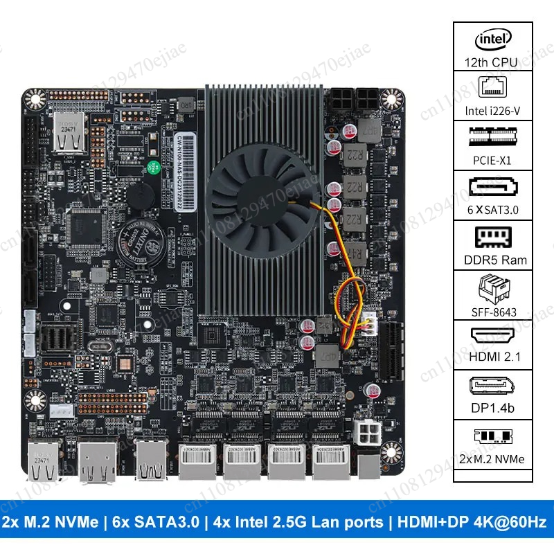 Nas Motherboard N100 6 Sata - لوحة أم N100 Mini ITX NAS
