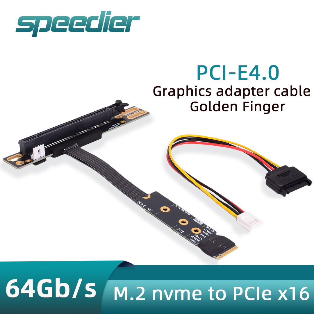 Pcie 4.0 X16 Riser Cable 90 Degree - M.2 NVME إلى PCIe X16 90