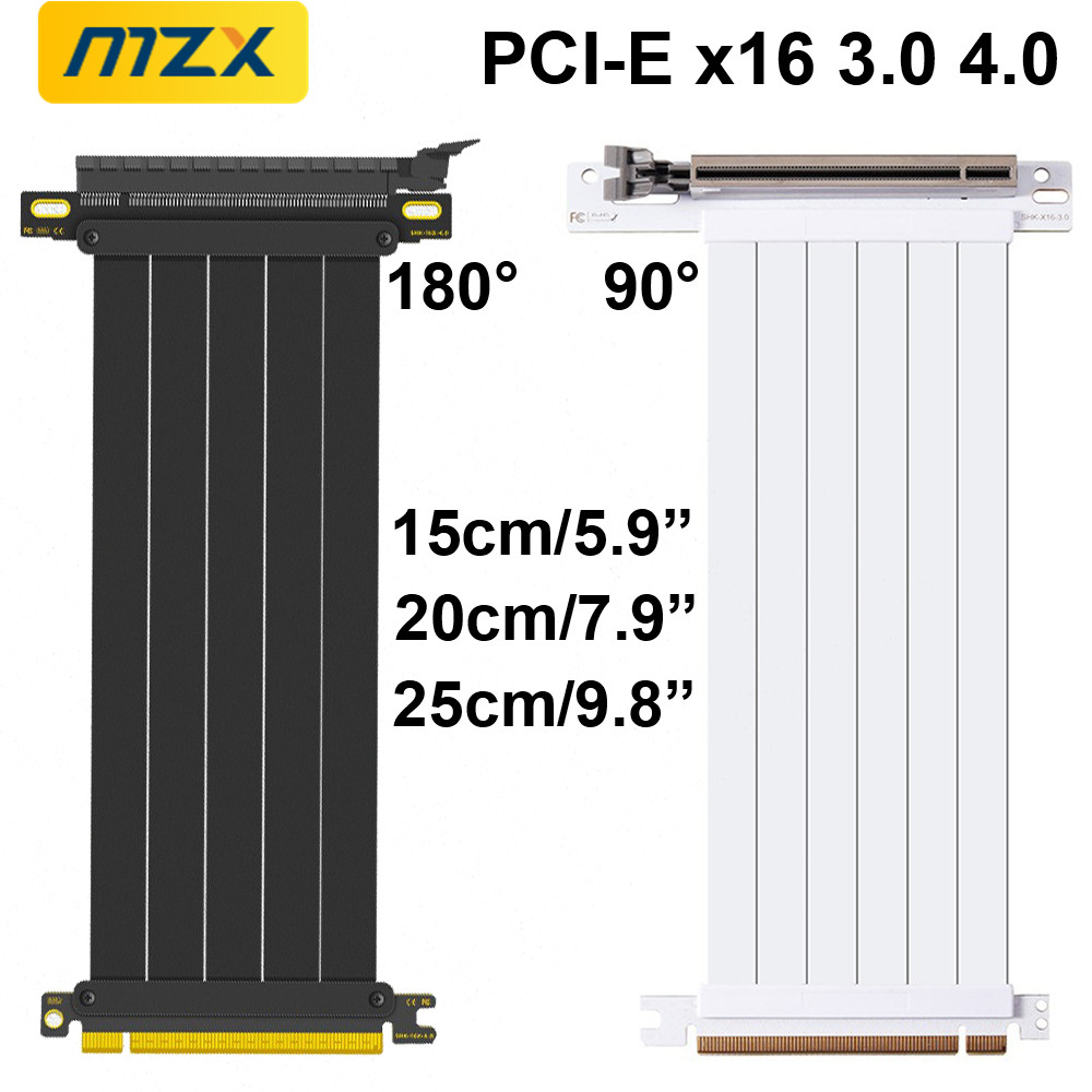 MZX PCIE 4.0 3.0 16X كابل النا - مراجعة Pcie 4.0 X16 Riser Cable 90 Degree وسعره