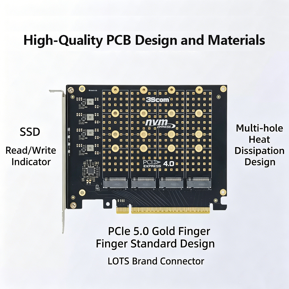 بطاقة محول PCIe 4.0 X16 إلى 4  - مراجعة Quad M.2 Nvme Pcie Bifurcation Card وسعره