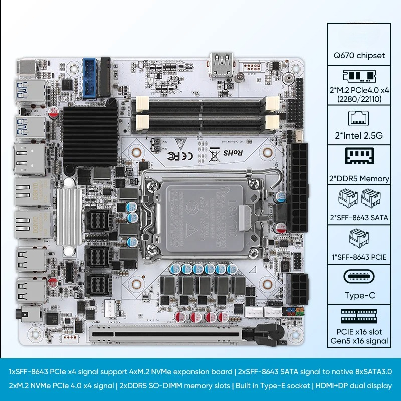 لوحة أم 12/13/14th Gen Nas Q67 - مراجعة Lga 1700 Ddr5 Itx Motherboard وسعره