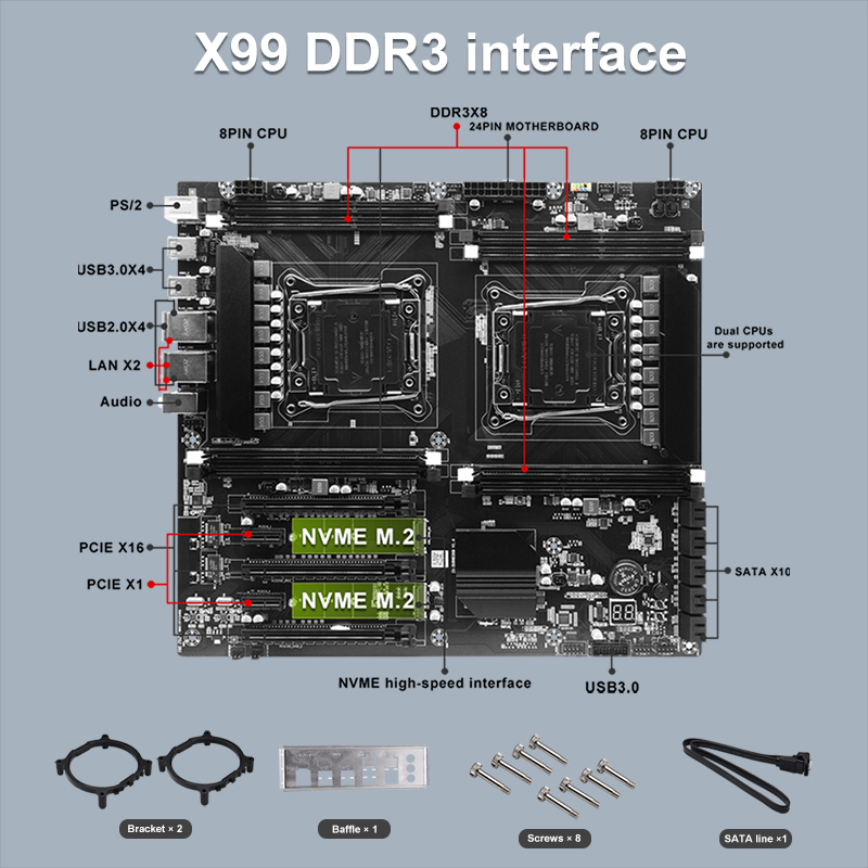 X99 ثنائي المقبس وحدة المعالجة - مراجعة X99 Dual Cpu Motherboard Combo وسعره
